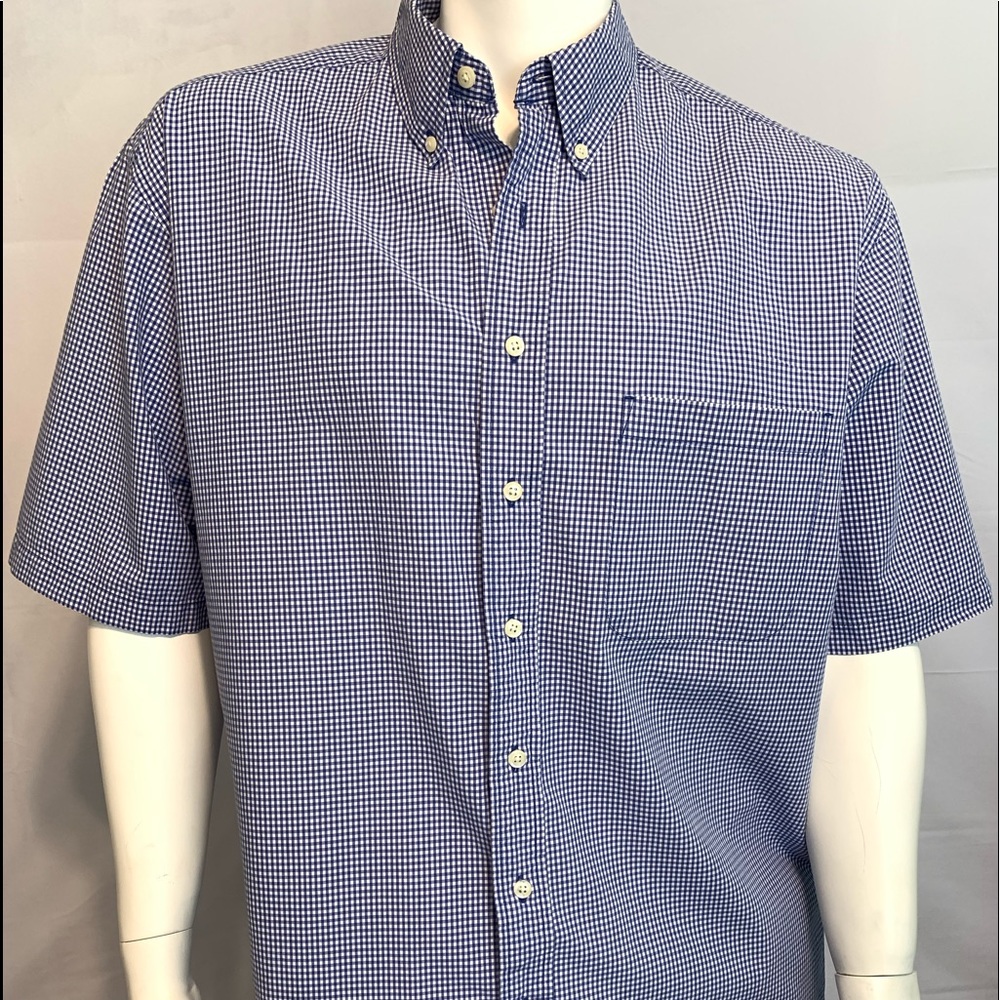 Eddie Bauer Mens Blue Check Pocket Shirt Sz Tall L